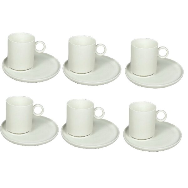 Elegante Kaffeetassen 12-teilig aus Porzellan mit Unterteller - 220 ml