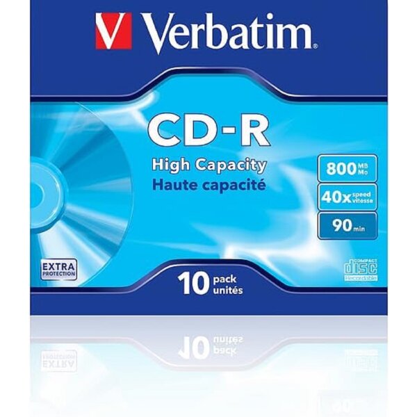 Verbatim CD Rohling CD-R 90Min/800MB/40x 10er Pack mit Jewelcase und Extra Schutzoberfläche