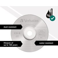 Verbatim CD Rohling CD-R 90Min/800MB/40x 10er Pack mit...