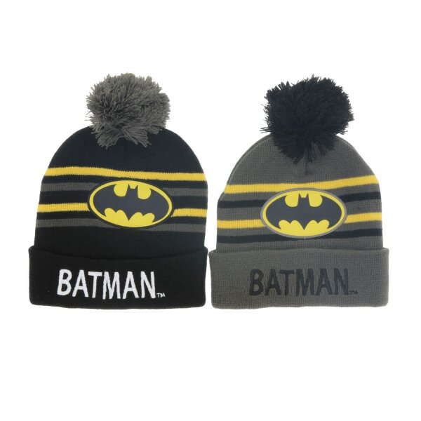 Batman Wintermütze mit Bommel – Coole Onesize Mütze für Kinder