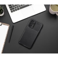 Silikon Hülle Bumper Carbon kompatibel mit Samsung Galaxy Xcover 7 Schwarz