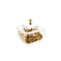 13 Teiliges Snackschalen-Set aus Glas mit goldenem Serviertablett & Knaufdeckel