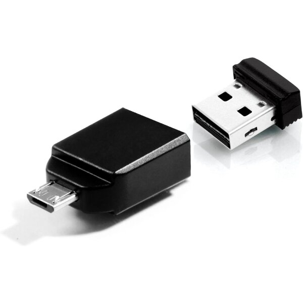 Verbatim Speicherstick Nano USB Stick mit USB zu Micro USB Adapter