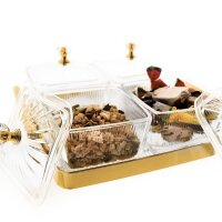 9 Teiliges Snackschalen-Set aus Glas mit goldenem...