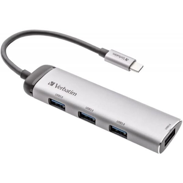 Verbatim USB-C Multiport-Hub – 4 USB 3.2-Anschlüsse für Notebooks und Smartphones