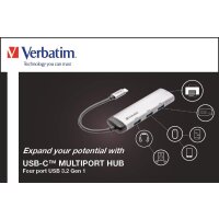 Verbatim USB-C Multiport-Hub – 4 USB 3.2-Anschlüsse für Notebooks und Smartphones