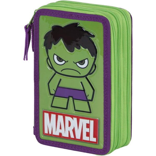 Marvel Hulk Federmappe – Großes 3-Fach Mäppchen, Komplett Gefüllt, 14 x 21 cm