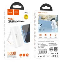 Powerbank 5000 mAh mit integriertem iPhone-Anschluss 2A J106 weiß LED-Anzeige