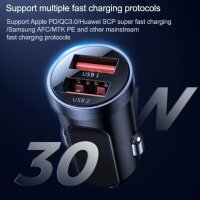 Joyroom C-A09 Mini-Auto-Schnellladegerät 2x USB 30W Quick Charge Schwarz