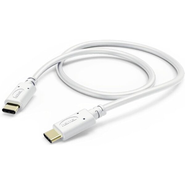 Hama Ladekabel USB-C zu USB-C – 1 m Datenkabel in elegantem Weiß