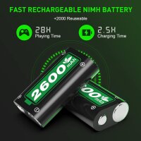 2x 2550mAh Wiederaufladbare Akkus Packs kompatibel mit Xbox Series X | S/Xbox