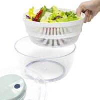 Automatische 2 in 1 Salatschleuder mit Deckel und Sieb 3,5 L, aufladbar mit USB-Kabel