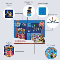 Paw Patrol Mega-Kreativ-Box Mit Stempelkissen, Fasermalern, Malheft und Stickerblatt