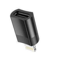 Hoco Adapter USB-C Stecker (weiblich) kompatibel mit iPhone 8-pin in Schwarz