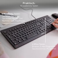 Cherry STREAM Keyboard – Robuste USB-Tastatur in Schwarz für Alltag und Büro