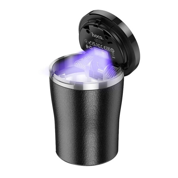 Autoaschenbecher für das Auto in Schwarz 250 ml, mit LED-Licht 190mAh