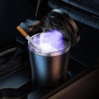 Autoaschenbecher für das Auto in Schwarz 250 ml, mit LED-Licht 190mAh