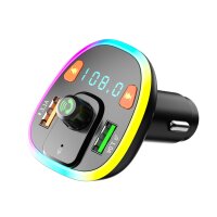 FM-Bluetooth-Transmitter in Schwarz, kabellose Musikwiedergabe und Freisprechanrufe