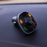 FM-Bluetooth-Transmitter in Schwarz, kabellose Musikwiedergabe und Freisprechanrufe