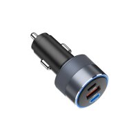 F-ENERGY Alu Autoladegerät 2 x Typ C + USB A PD QC4.0 SFC2.0 4,5A 65W grau