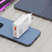 Ladegerät GaN Dudao A30EU 30W USB-A / USB-C Wandladegerät in Weiß