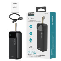 Powerbank 30000 mAh PD22.5W Dual USB-A+Typ-C Schwarz Schnellladegerät