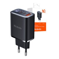 Netzwerkladegerät mit Display 2x USB-C + USB-A, 30W in Schwarz