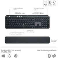 Logitech Präzisionstastatur Tastatur-Maus Set MX Keys S, Wireless, Bluetooth