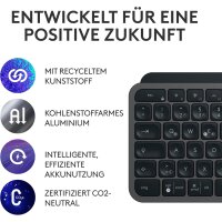 Logitech Präzisionstastatur Tastatur-Maus Set MX Keys S, Wireless, Bluetooth