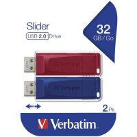 Verbatim Speicherstick StorenGo Slider USB 2.0 Stick 32GB 2er Pack mit praktischem Verschlussmechanismus