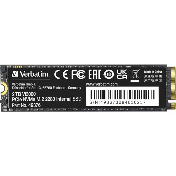 Verbatim M.2 SSD PCIe 3.0 NVMe Upgrade für schnelle Betriebssystem- und Programmstarts