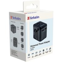 Verbatim Universal-Reiseadapter 180 Länder – USB-Ladeanschlüsse und Überspannungsschutz