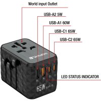 Verbatim Universal Travel Ladeadapter UTA-05 GaN III mit 2x USB-C und AC Steckdose – 65W, 180 Länder