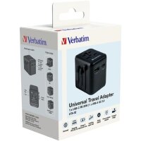 Verbatim Universal-Reiseadapter UTA-02 – Weltweit kompatibel mit USB-C PD & USB-A