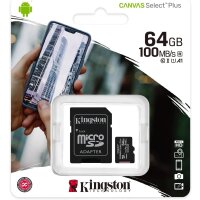 Kingston MicroSD-Karte Canvas Select Plus 64 GB Klasse 10 + Adapter (SDCS2/64)