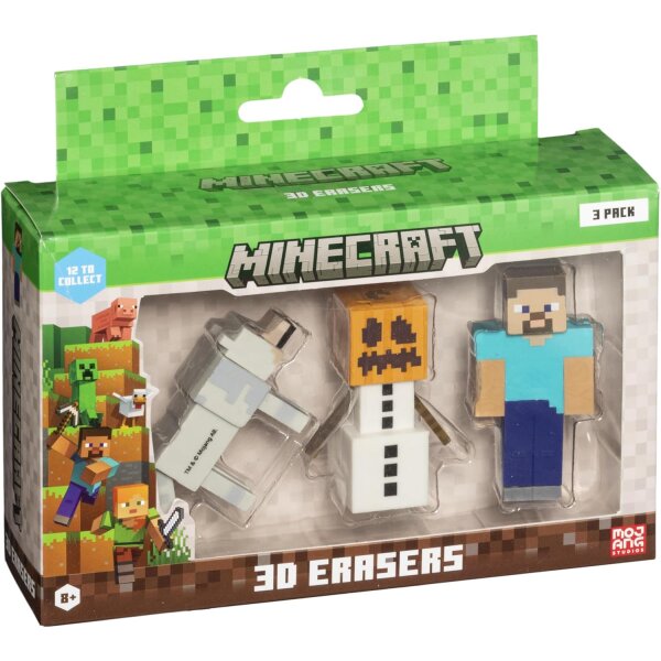 MINECRAFT 3D-RADIERGUMMI - 3ER-PACK