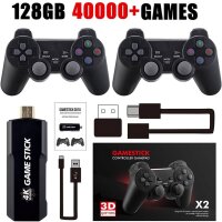 Retro-Konsole 4K 3D X2 HDMI Game Stick 128GB 2 PADS