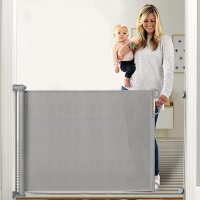 Ausziehbares Treppenschutzgitter 180x86 cm  – Sicheres Absperrgitter für Babys in Grau