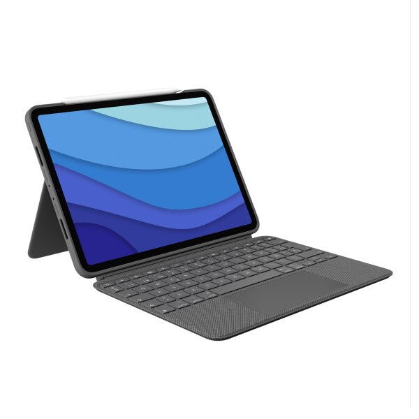 Logitech Tastatur Combo Touch, Smart Connector, grau, für Apple iPad Pro 12.9", Gen.5/6, Trackpad, DE