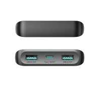 Powerbank mit Display 25W 10000mAh in Schwarz mit Schnellladetechnologie PD/SFC