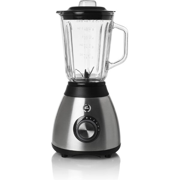 Starker Melchioni Mixer, 600 W, 1,5 l Glasbehälter, 5 Geschwindigkeiten, Schwarz/Stahl