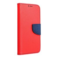 Buch Tasche "Fancy" kompatibel mit Samsung Galaxy A36 5G mit Standfunktion, Kartenfach Rot-Blau