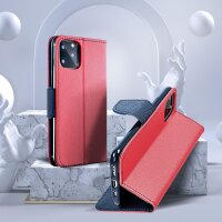 Buch Tasche "Fancy" kompatibel mit Samsung Galaxy A36 5G mit Standfunktion, Kartenfach Rot-Blau