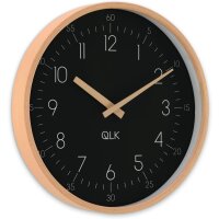 QLK Wanduhr Moderne Design Uhr mit Holzrahmen und Zeigern, Ø31cm