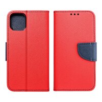 Buch Tasche "Fancy" kompatibel mit SAMSUNG GALAXY A56 5G mit Standfunktion, Kartenfach Rot-Blau