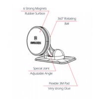 Universal Auto-Halterung mit 6 Magneten und 3M-Klebeband schwarz