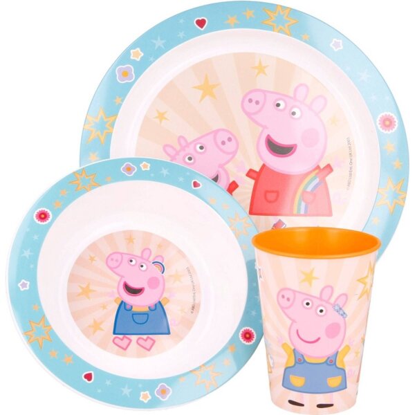 Peppa Pig Frühstücksset 2 Teller und 1 Cup für Kinder mit Peppa Pig-Design