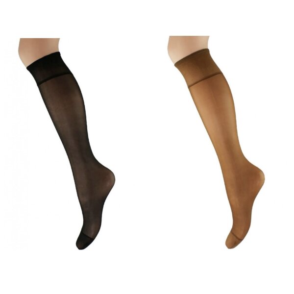 Elegante Kniesocken 60 DEN OneSize - 2er Pack in Schwarz, Braun