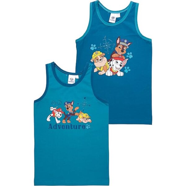 Paw Patrol Unterhemd für Jungen - Kinder Tank Top Unterwäsche Blau (2er Pack)