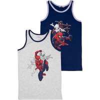 Spider-Man Unterhemd für Jungen - Kinder Tank Top Unterwäsche Grau/Blau (2er Pack)